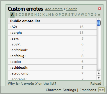 Screenshot of the superdAmn emoticon picker